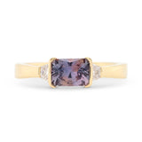 Custom East-West Emerald Cut Purple Sapphire & Diamond Engagement Ring