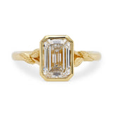 Custom Emerald Cut Lab Grown Diamond Bezel Engagement Ring