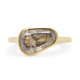 Custom Pear Salt & Pepper Diamond Bezel Engagement Ring