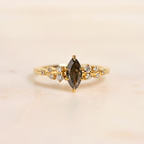 Grey diamond cluster engagement ring