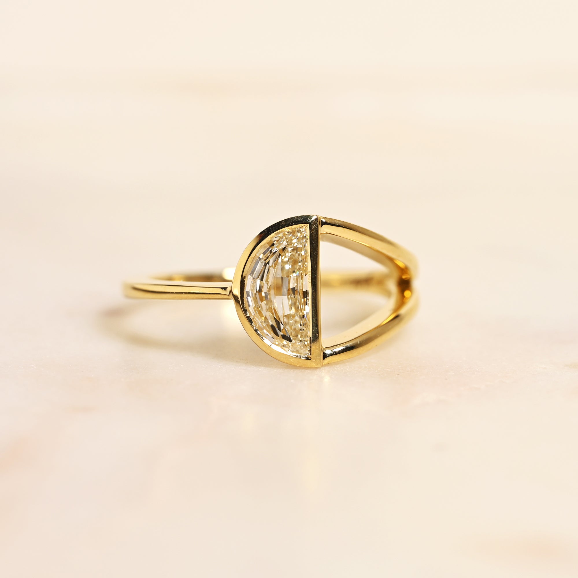 Raw Diamond Hexagon Half Moon Diamond, Salt and Pepper, Unique Engagement  Ring, Rose Cut Geometric Diamond