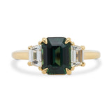 Custom Emerald Cut Green Sapphire & Diamond Engagement Ring