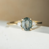1.58ct Zara Oval Teal Sapphire & Diamond Engagement Ring
