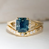 2.52ct Stella Octagon Opalescent Teal Sapphire & Diamond Ring