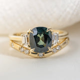 2.52ct Zara Cushion Teal Sapphire & Diamond Engagement Ring