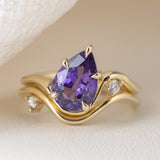 2.10ct Venus Pear Purple Sapphire & Diamond Engagement Ring