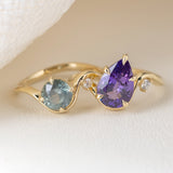 1.05ct Venus Round Teal Montana Sapphire & Diamond Engagement Ring