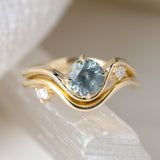 1.05ct Venus Round Teal Montana Sapphire & Diamond Engagement Ring