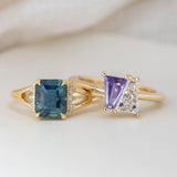 2.52ct Stella Octagon Opalescent Teal Sapphire & Diamond Ring