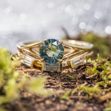 1.01ct Stella Round Teal Blue Sapphire & Diamond Enagement Ring