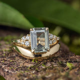 3.02ct Cielo Emerald Cut Mint Green Sapphire & Diamond Engagement Ring