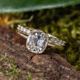 2.0ct Bezel Cushion Lab Grown Diamond Engagement Ring