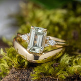 2.17ct Lena Emerald Cut Sage Green Sapphire & Diamond Engagement Ring