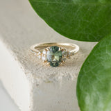 1.58ct Cielo Oval Teal Sapphire & Diamond Engagement Ring