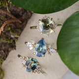 2.59ct Bella Pear Opalescent Blue Sapphire & Marquise Diamond Engagement Ring