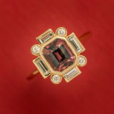 2.03ct Art Deco Merlot Sapphire & Lab Grown Diamond Accents Engagement Ring