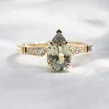 2.01ct Victoria Pear Green Sapphire & Diamond Engagement Ring