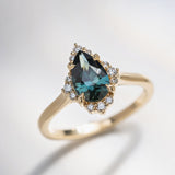 1.59ct Serena Teal Pear Sapphire & Diamond Engagement Ring