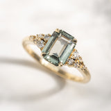 1.80ct Cielo Emerald Cut Teal Sapphire & Diamond Engagement Ring