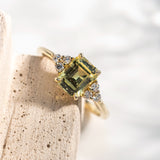 1.54ct Bella Emerald-Cut Chartreuse Sapphire & Diamond Engagement Ring