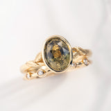 2.06ct Willow Olive Green Sapphire Engagement Ring with Leaf Accents