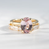 3.45ct Flora Oval Pink Sapphire Engagement Ring with Leaf Accents