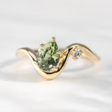 1.0ct Venus Pear Green Sapphire & Diamond Engagement Ring