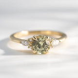1.17ct Lena Round Green Montana Sapphire & Diamond Engagement Ring