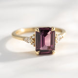 2.19ct Lena Emerald-Cut Maroon Sapphire & Diamond Engagement Ring