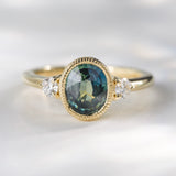 1.68ct Zara Oval Teal Sapphire & Diamond Engagement Ring
