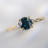 0.87ct Zara Round Teal Sapphire & Diamond Engagement Ring