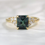 2.04ct Cielo Radiant Teal Sapphire & Diamond Engagement Ring