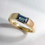 1.20ct Rey Baguette Blue Sapphire Engagement Ring