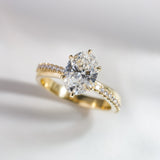 1.78ct Noa Oval Lab Grown Diamond Engagement Ring with Pavé Diamonds