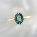 1.53ct Carmen Bypass Oval Teal Sapphire Engagement Ring