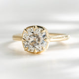 2.66ct Collet Cushion Old Mine Cut Champagne Lab Grown Diamond Engagement Ring
