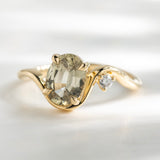 1.35ct Venus Oval Green Montana Sapphire & Diamond Engagement Ring