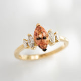1.54ct Clara Marquise Peach Orange Sapphire & Diamond Engagement Ring