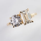 3.96ctw Gemma Emerald Cut & Round Lab Grown Diamond Engagement Ring