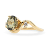 1.39ct Venus Oval Olive Color-Shift Sapphire & Diamond Engagement Ring