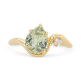 1.82ct Venus Pear Light Green Sapphire & Diamond Engagement Ring