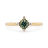 0.60ct Roma Teal Green Montana Sapphire Compass Diamond Ring