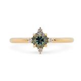0.60ct Roma Teal Blue Montana Sapphire Compass Diamond Ring
