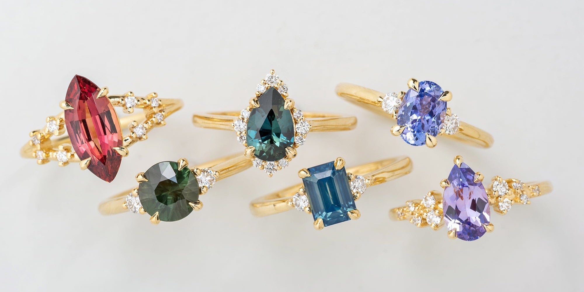 Custom Peach Pear Sapphire and Diamond Engagement Ring