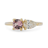 Custom Pear Cut diamond  and Round Cut Sapphire Toi Et Moi Ring