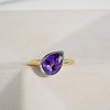 2.10ct Bezel Pear Purple Sapphire Engagement Ring