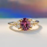 1.29ct Cielo Oval Raspberry Sapphire & Diamond Engagement Ring
