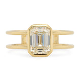 Custom Emerald Cut Diamond Double Shank Ring