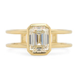 Custom Emerald Cut Diamond Double Shank Ring