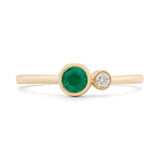 Emerald Diamond Kiss Ring